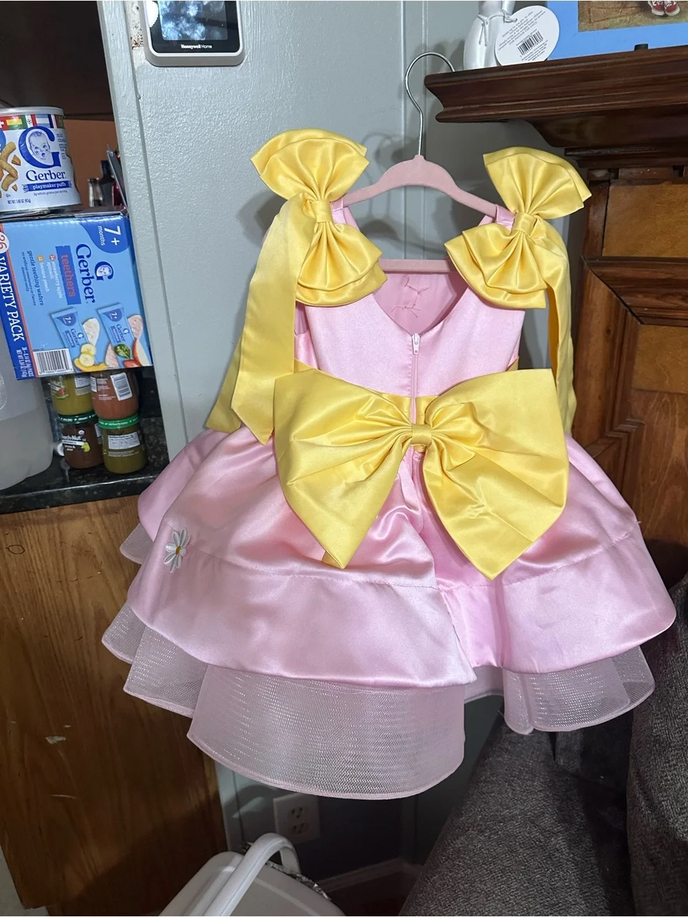 Little Bee/Abejita Chiquitita Pink & Yellow First Birthday Daisy Princess Dress